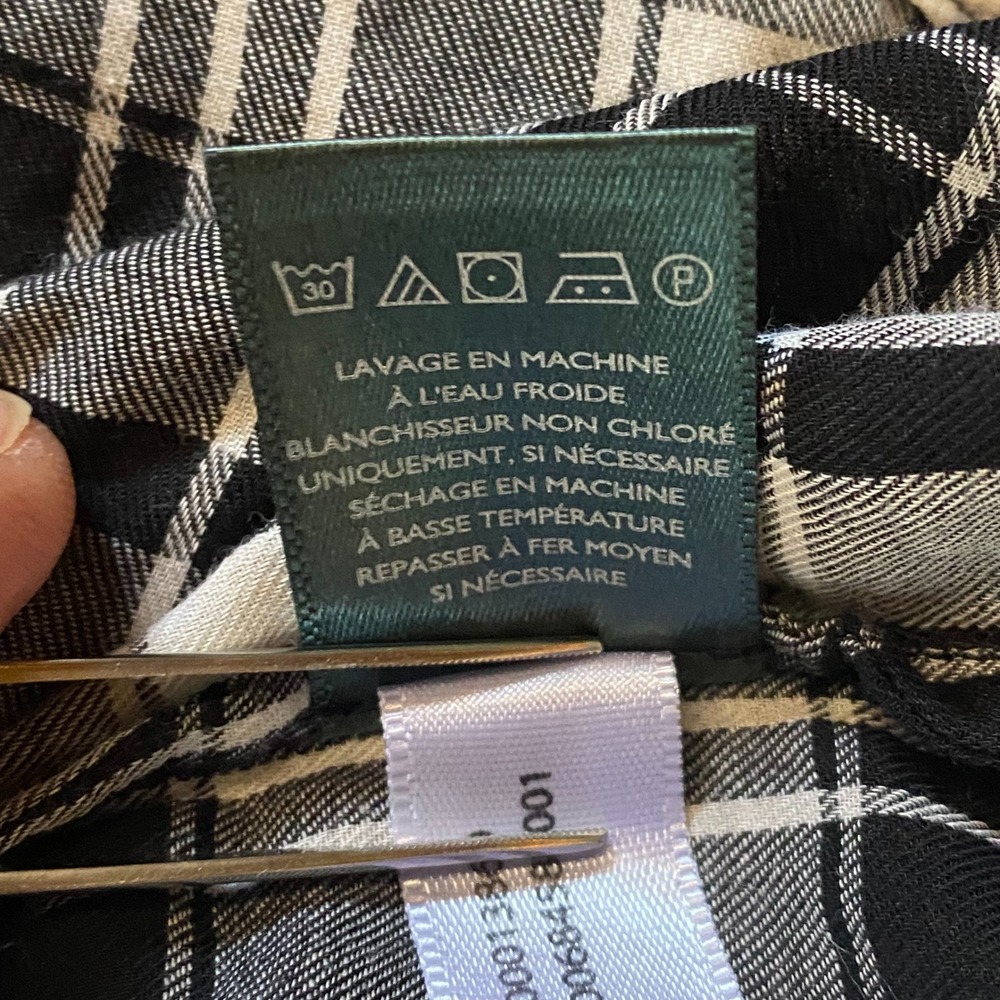 Lauren Ralph Lauren Plaid Blouse Womens SZ M‎ Bell Sleeve Black White Preppy - Picture 14 of 15
